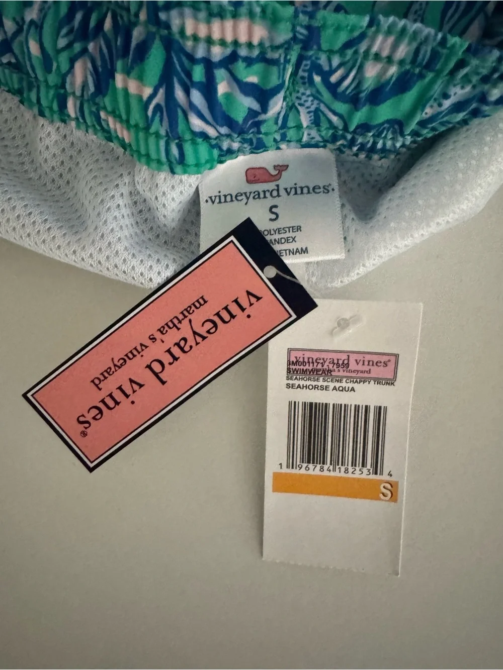 Vineyard Vines Seahorse & Shell Print Trunks - Aqua & Navy